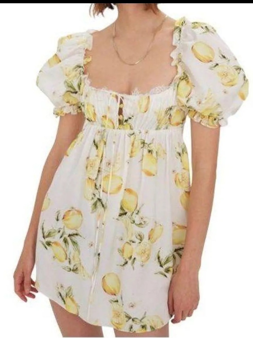 For Love and Lemons Serafina lemon puff sleeve dress NWT( exclusive for V.S,)